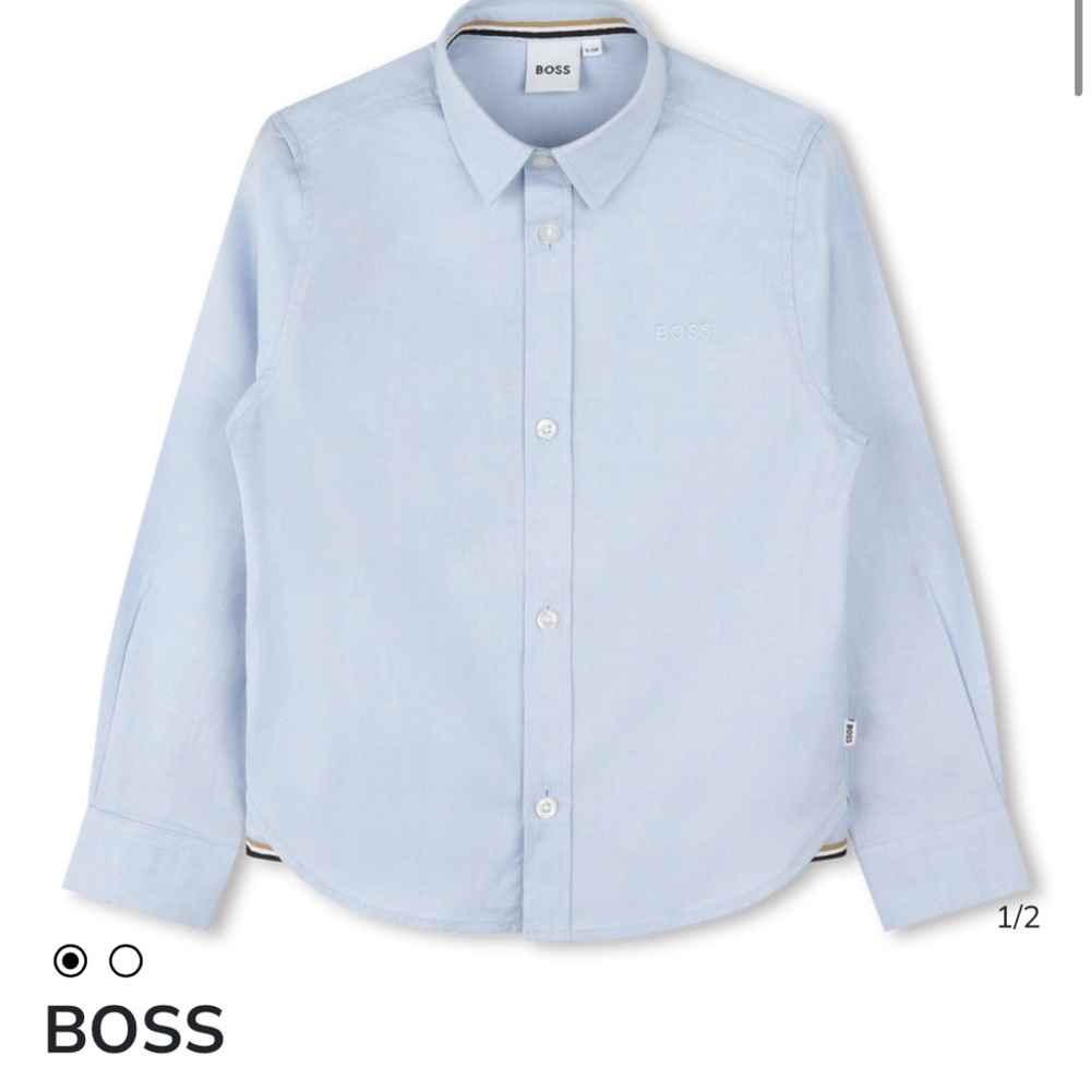 Hugo boss boys button down - size 8 logo-embroidered cotton shirt